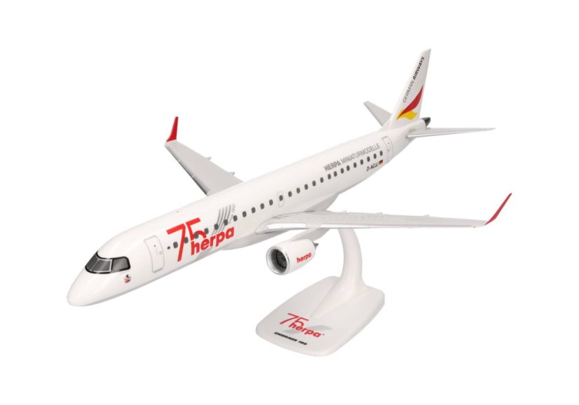Embraer E190 German Airways D-ACJJ “Herpa 75 Years” livery;  1:100