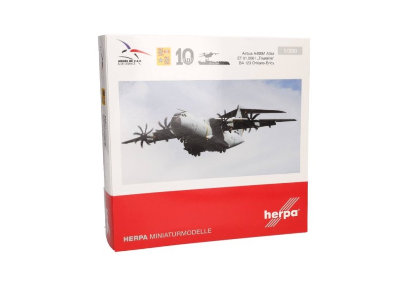 Airbus A400M Atlas F-RBAQ French Air Force Escadron de Transport 1/61 Touraine – BA 123, Orléans-Bricy "10 Years of A400M" livery;  1:200